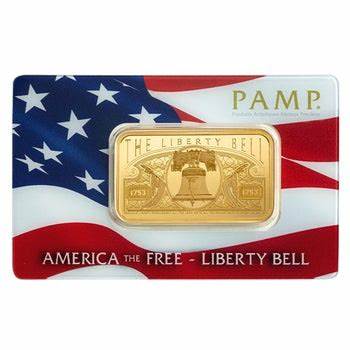 1 oz Gold Bar PAMP Liberty Bel