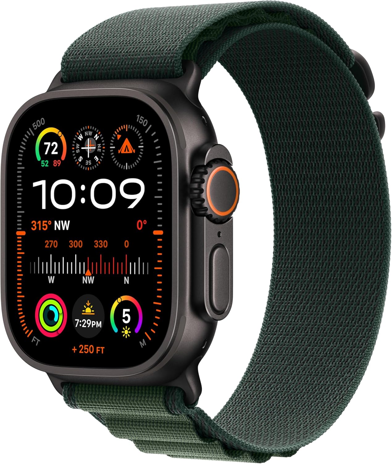 Watch Ultra 2 (GPS+Cellular) 49mm Titanium Case with Dark Green Alpine Loop - Medium