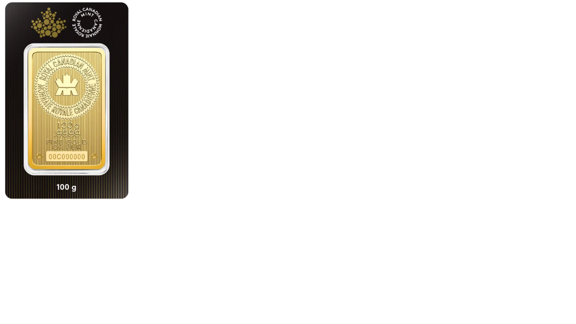 100 Gram Royal Canadian Mint Gold Bar
