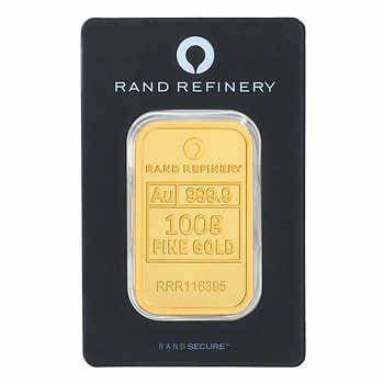 100 Gram Gold Bar Rand Refinery (New in Assay)